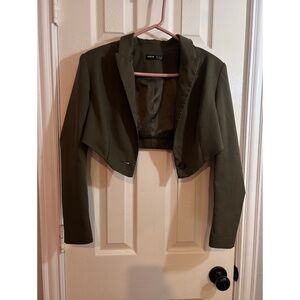 Blazer color verde oscuro tipo top para mujer de talla S